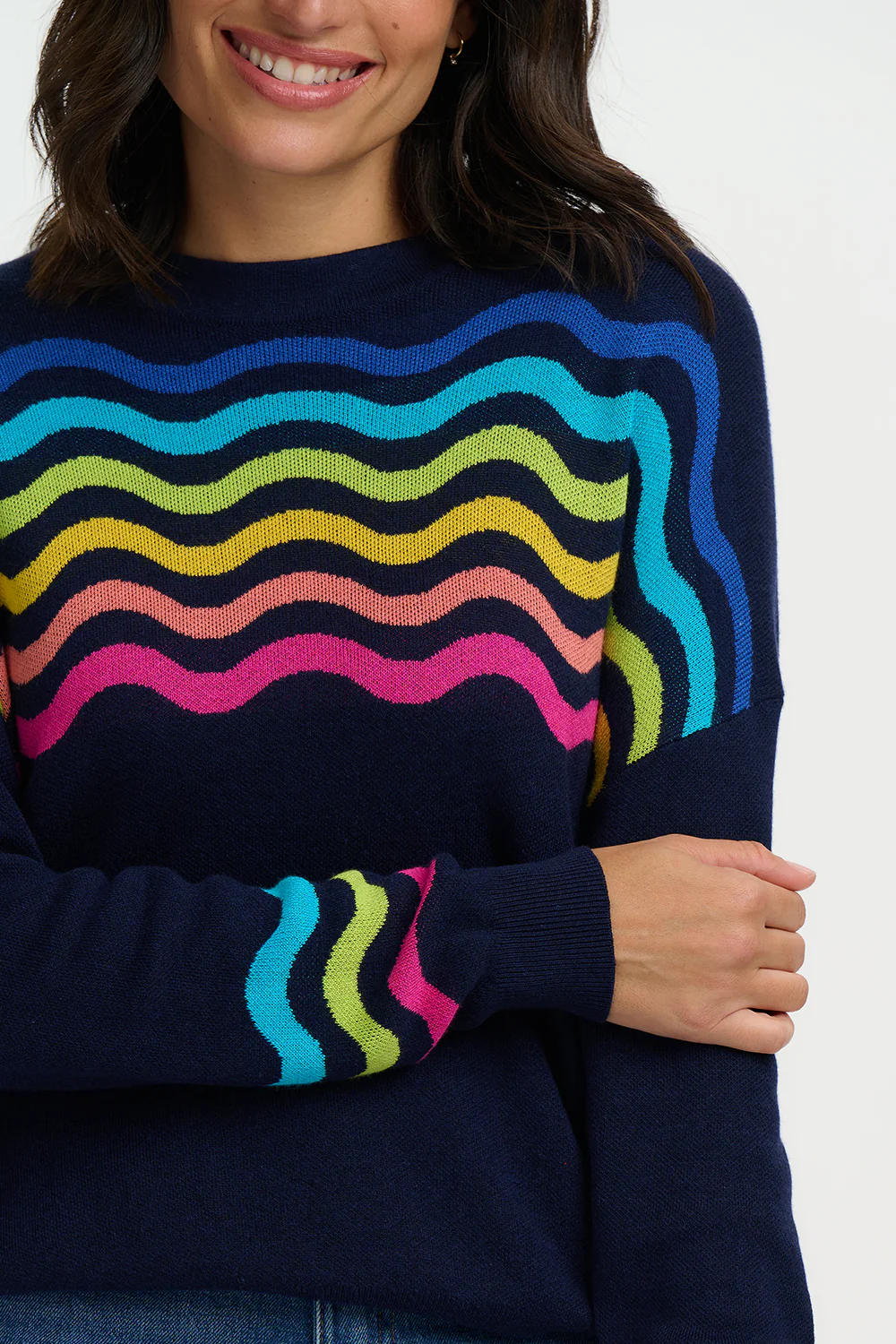 Andi Jumper - Navy, Rainbow Waves - Image 3