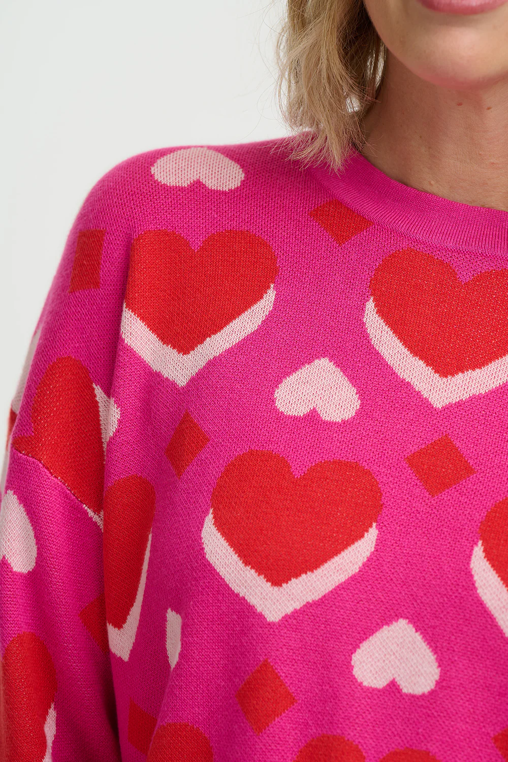 Andi Jumper - Pink, Geo Hearts - Image 3