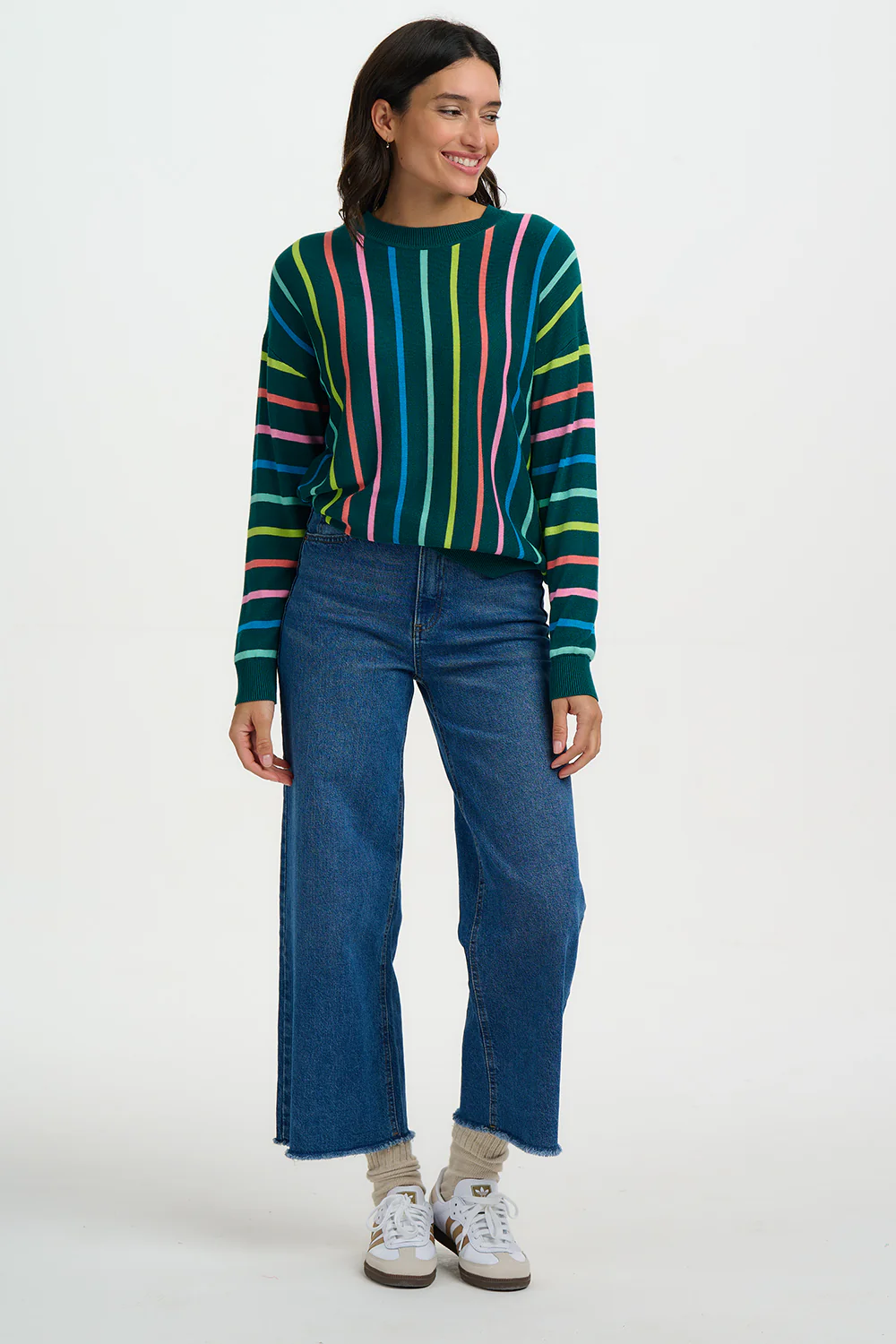Andi Jumper - Teal, Ombre Rainbow Stripes - Image 4