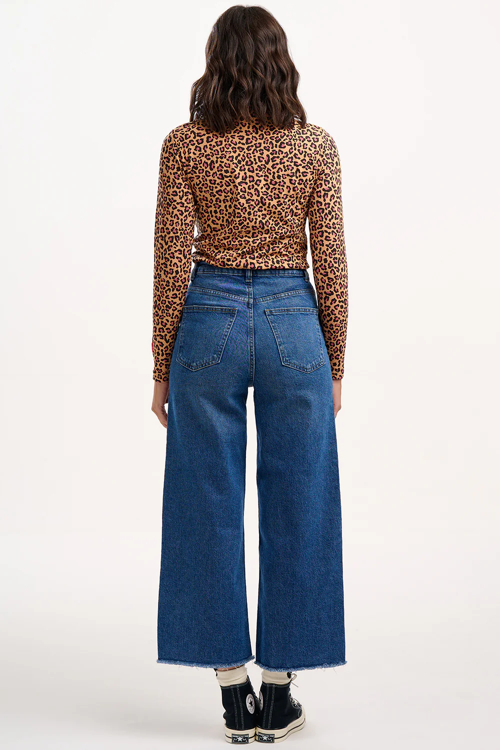 Annika Turtleneck Jersey Top - Tan, Classic Leopard, Heart - Image 4