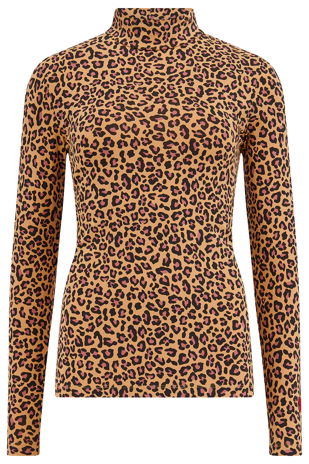 Annika Turtleneck Jersey Top - Tan, Classic Leopard, Heart - Image 5