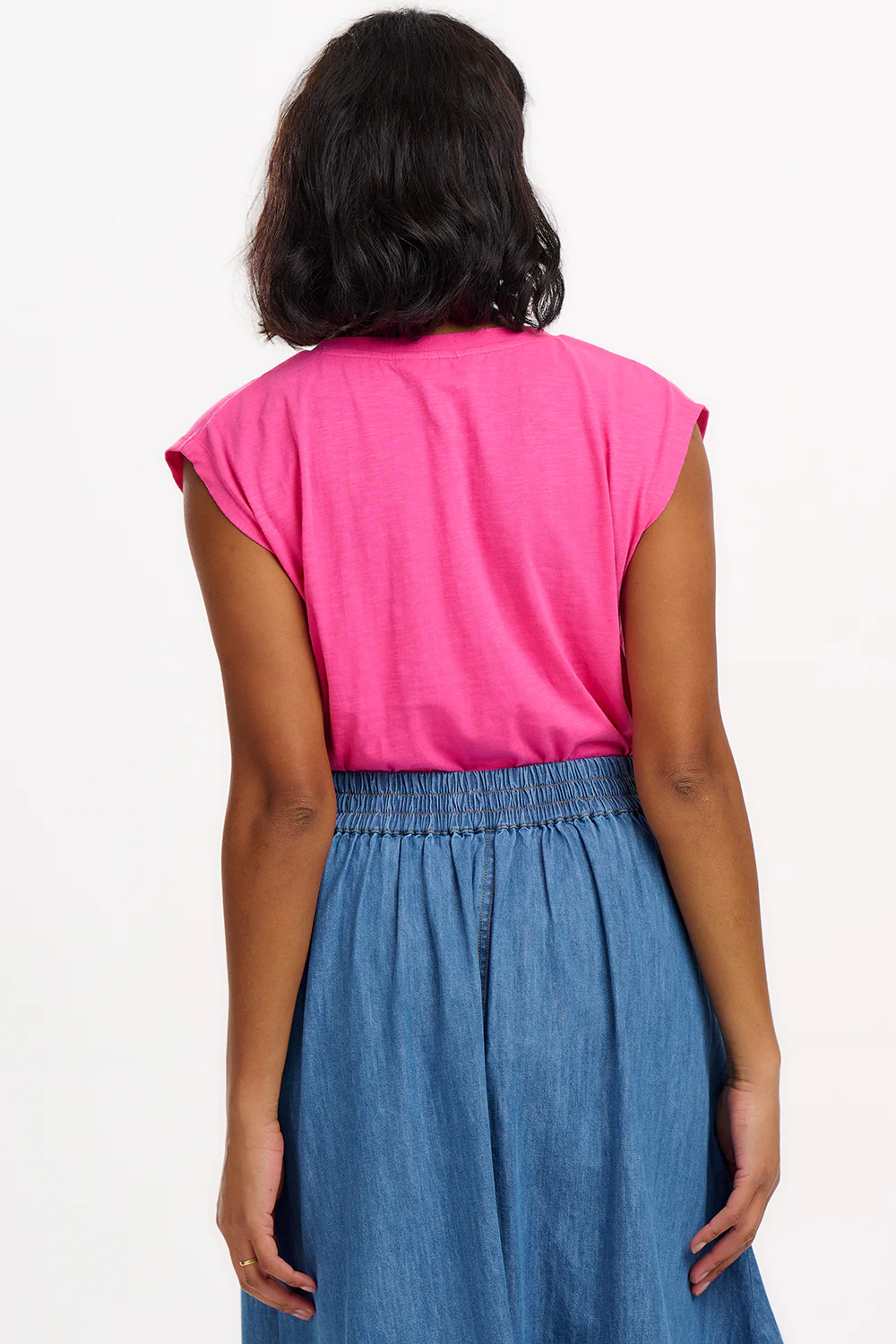 Ariana V-Neck Tank T-shirt - Pink, Fin-tastic Shark - Image 6