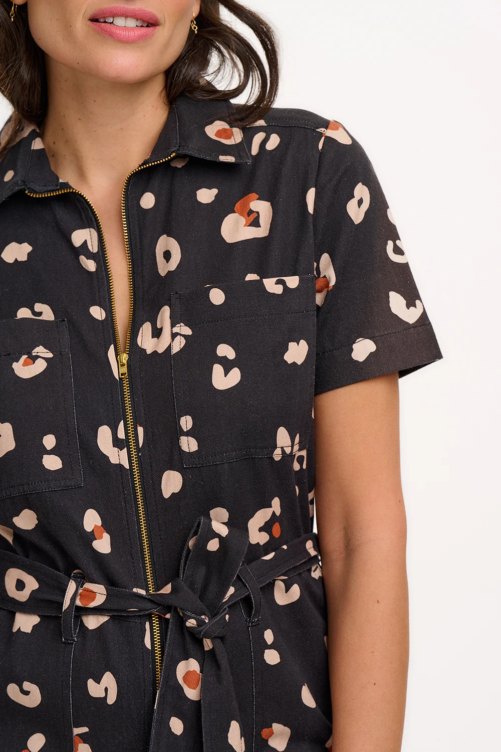 Billy Boilersuit - Black & Tan, Leopard Print - Image 3