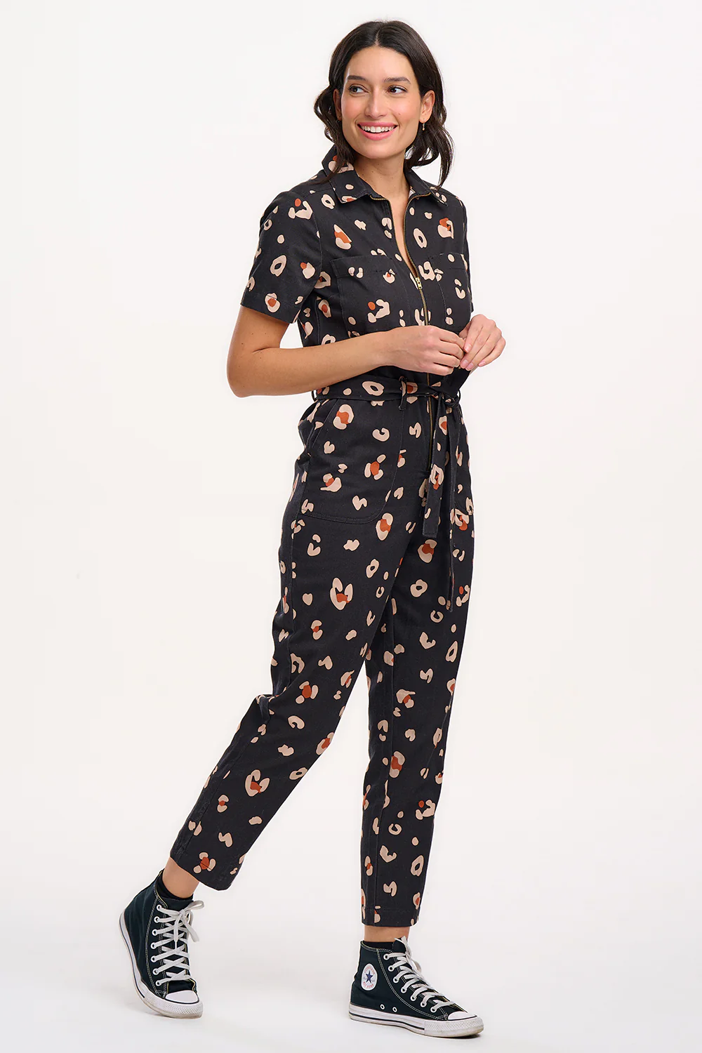 Billy Boilersuit - Black & Tan, Leopard Print - Image 5