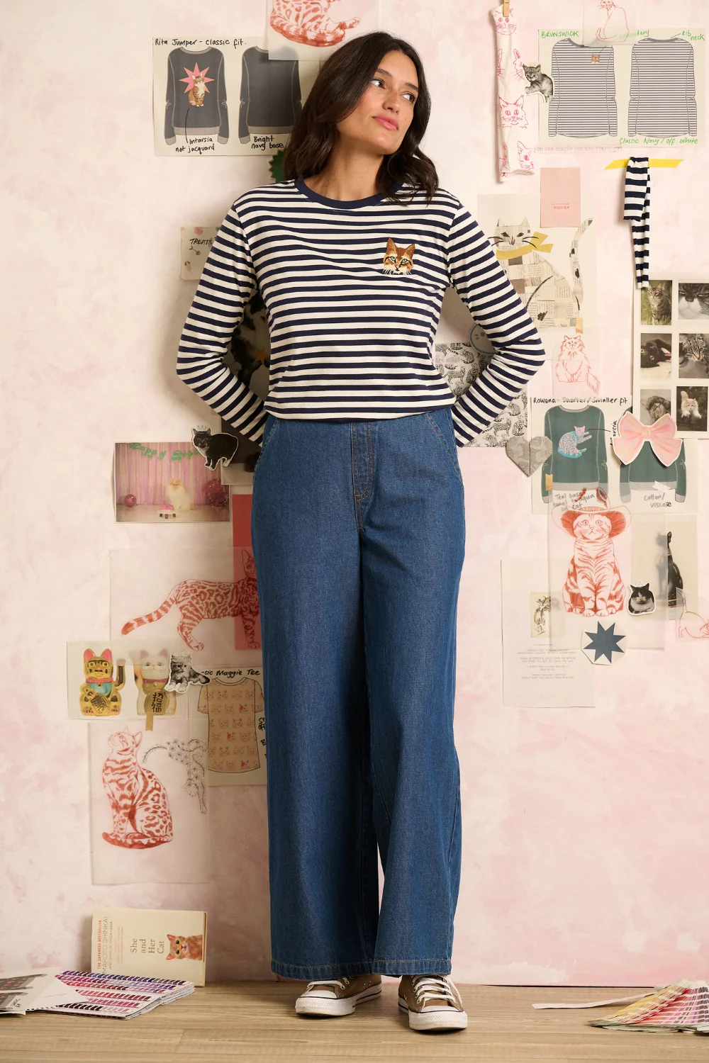 Brunswick Jersey Top - Navy/Off White, Cat - Image 8