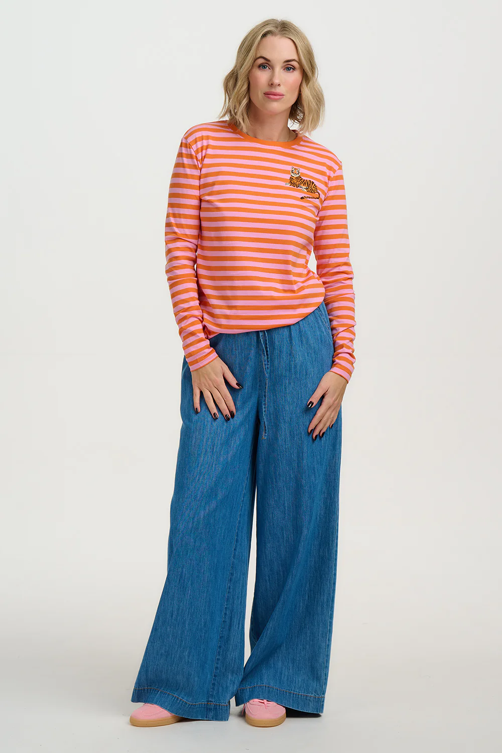 Brunswick Jersey Top - Orange/Pink Stripes, Tiger - Image 3