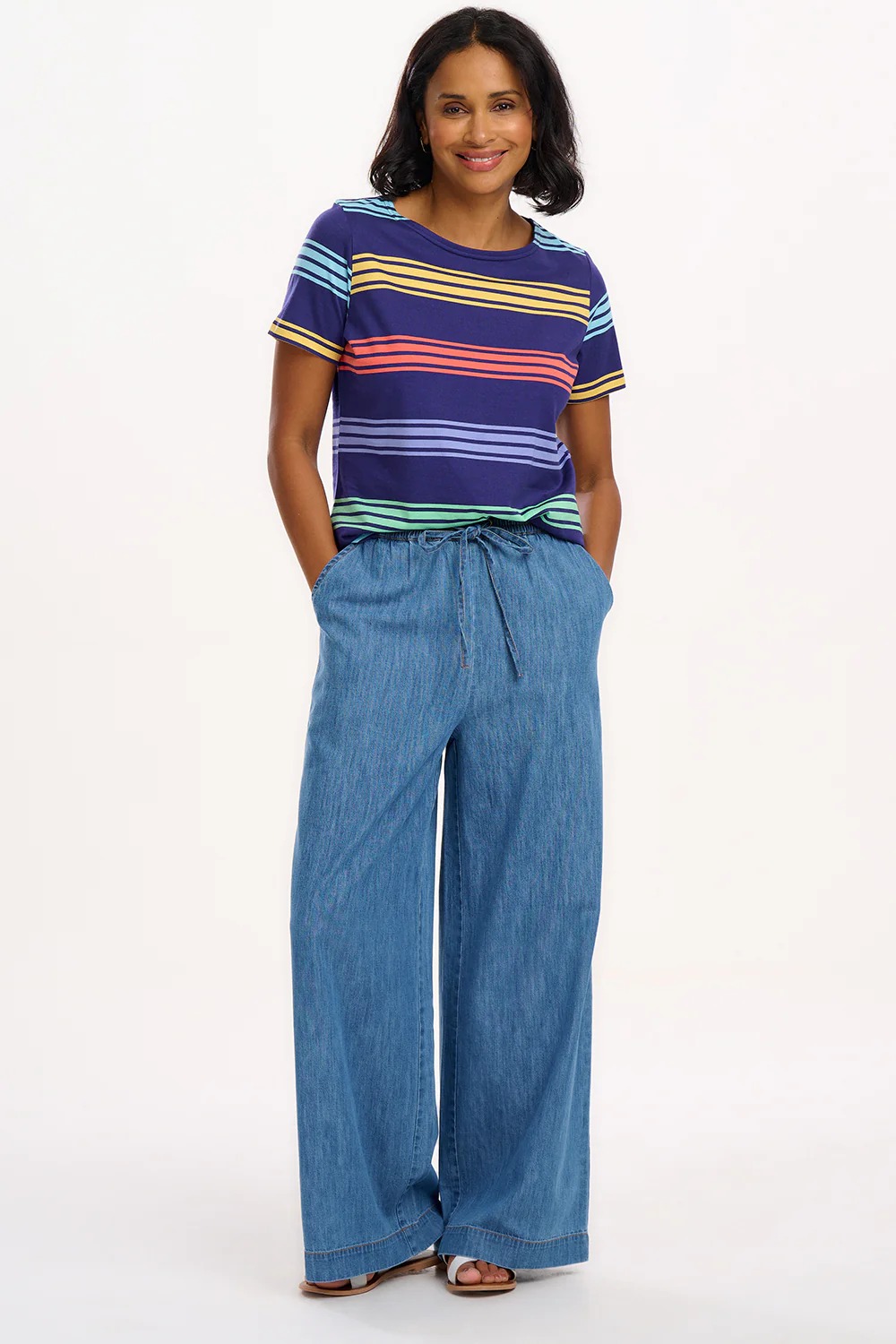 Cara Jersey Top - Navy, Malibu Stripe - Image 3