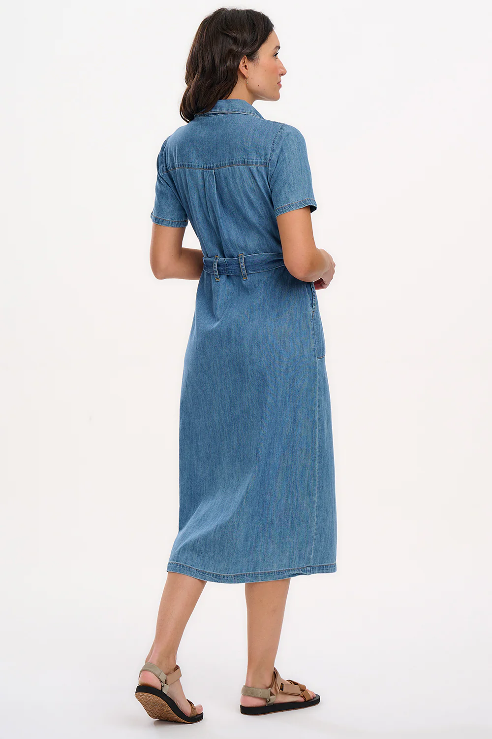 Cloretta Midi Shirt Dress - Mid Blue Denim - Image 4