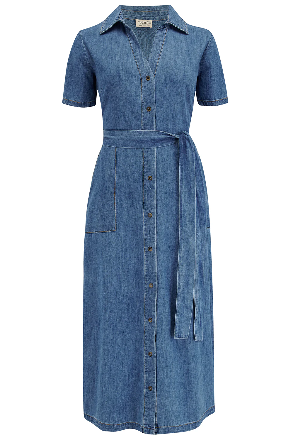 Cloretta Midi Shirt Dress - Mid Blue Denim - Image 6