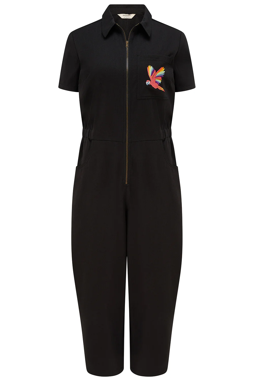 Cora Cropped Jumpsuit - Black, Rainbow Parrot - Image 4