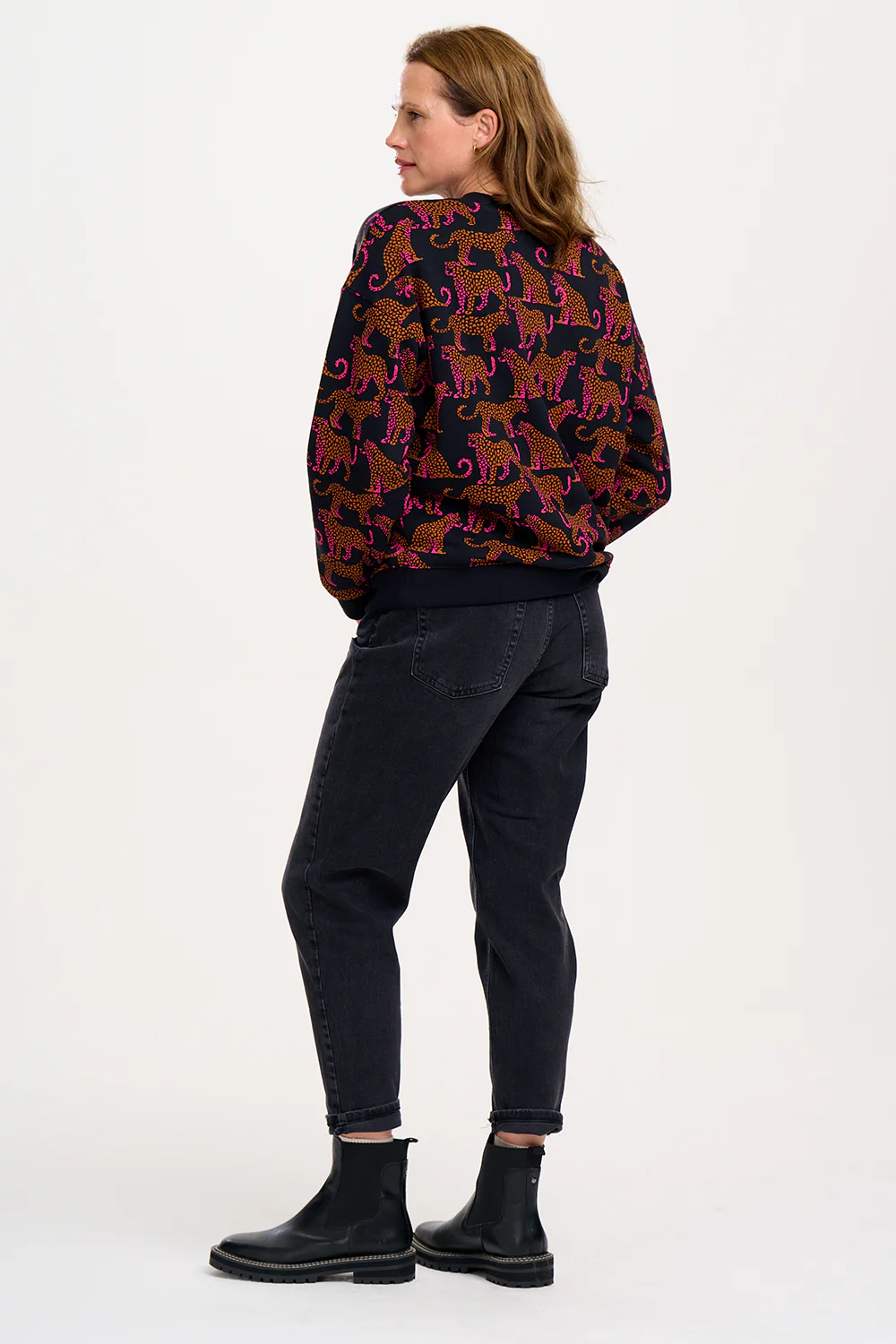 Eadie Relaxed Sweatshirt - Black, Leopard Spots - Image 6