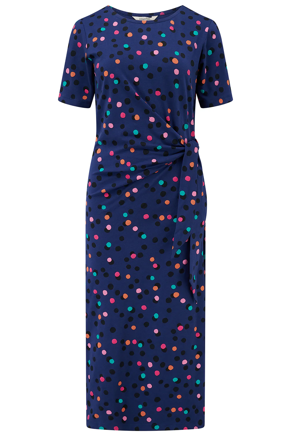 Emersyn Jersey Midi Dress - Blue, Dappled Rainbow Spot - Image 6