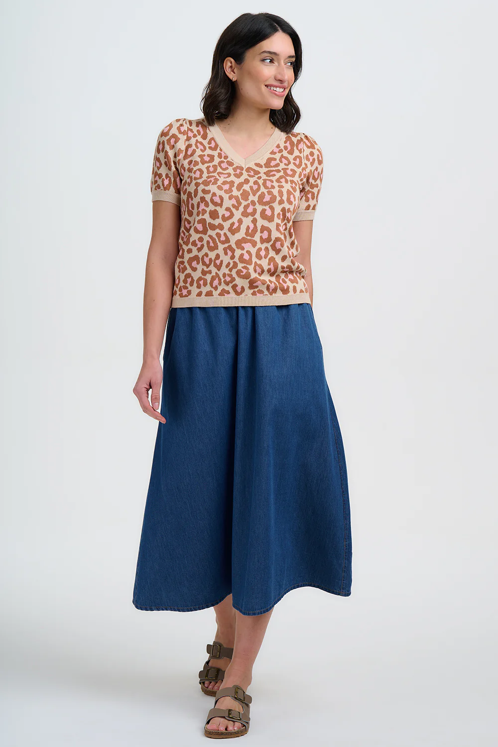 Gayna Knit Top - Oatmeal, Natural Leopard - Image 3