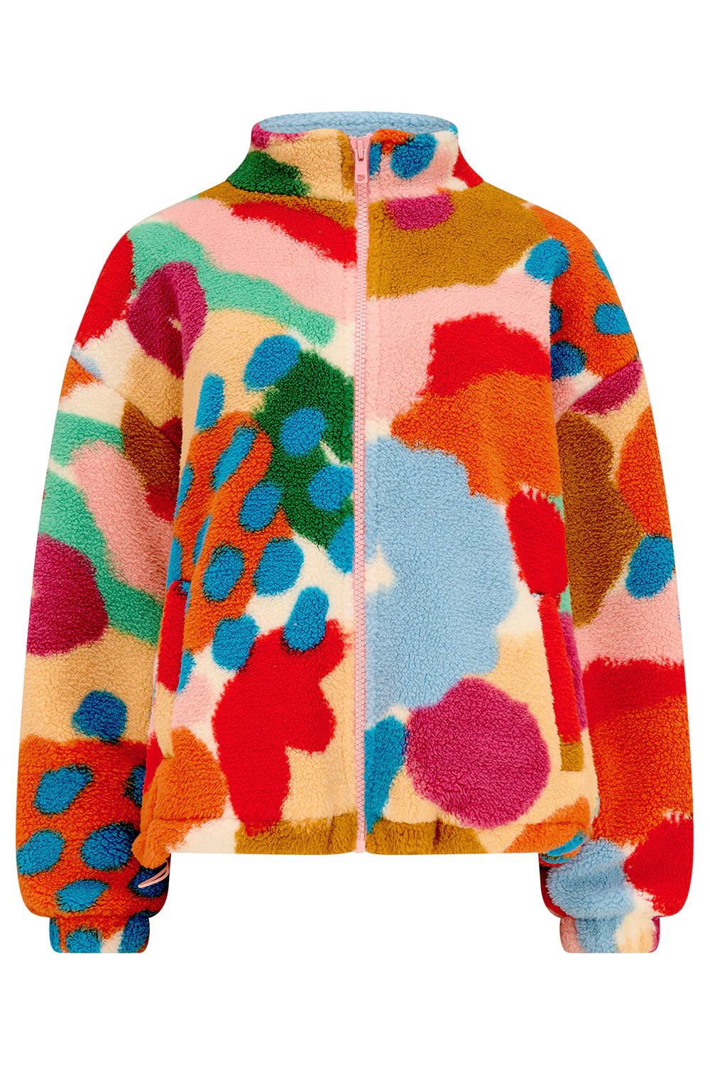 Hartley Zip Up Fleece - Off White/Multi, Abstract Floral - Image 7
