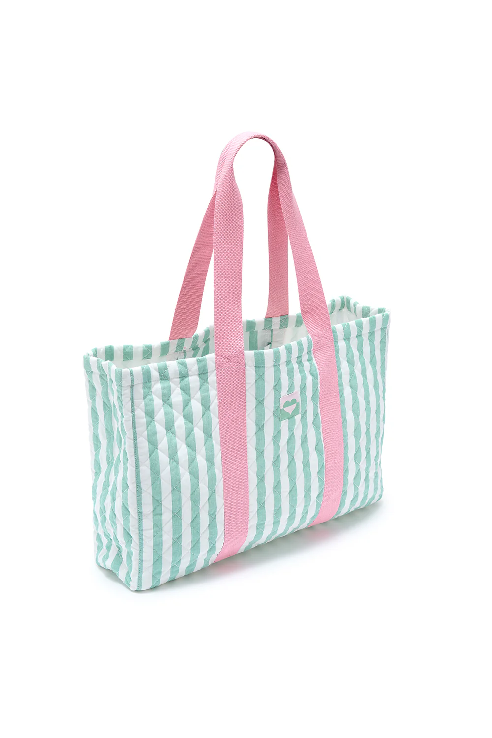 Haven Quilted Tote Bag - Off White/Green, Stripe - Image 3