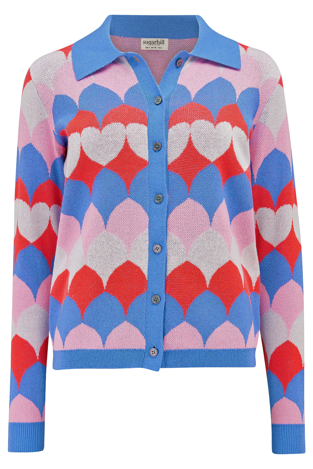 Hollie Collared Cardigan - Multi, Heart Scallop - Image 5