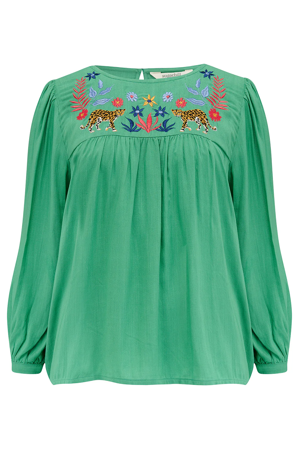 Hyma Top - Green, Leopard Floral - Image 4