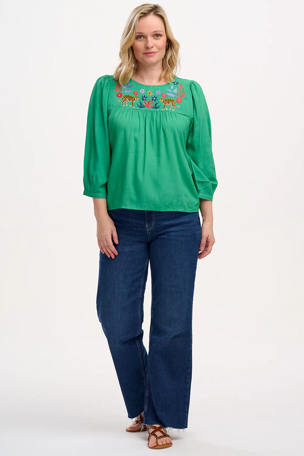 Hyma Top - Green, Leopard Floral - Image 5
