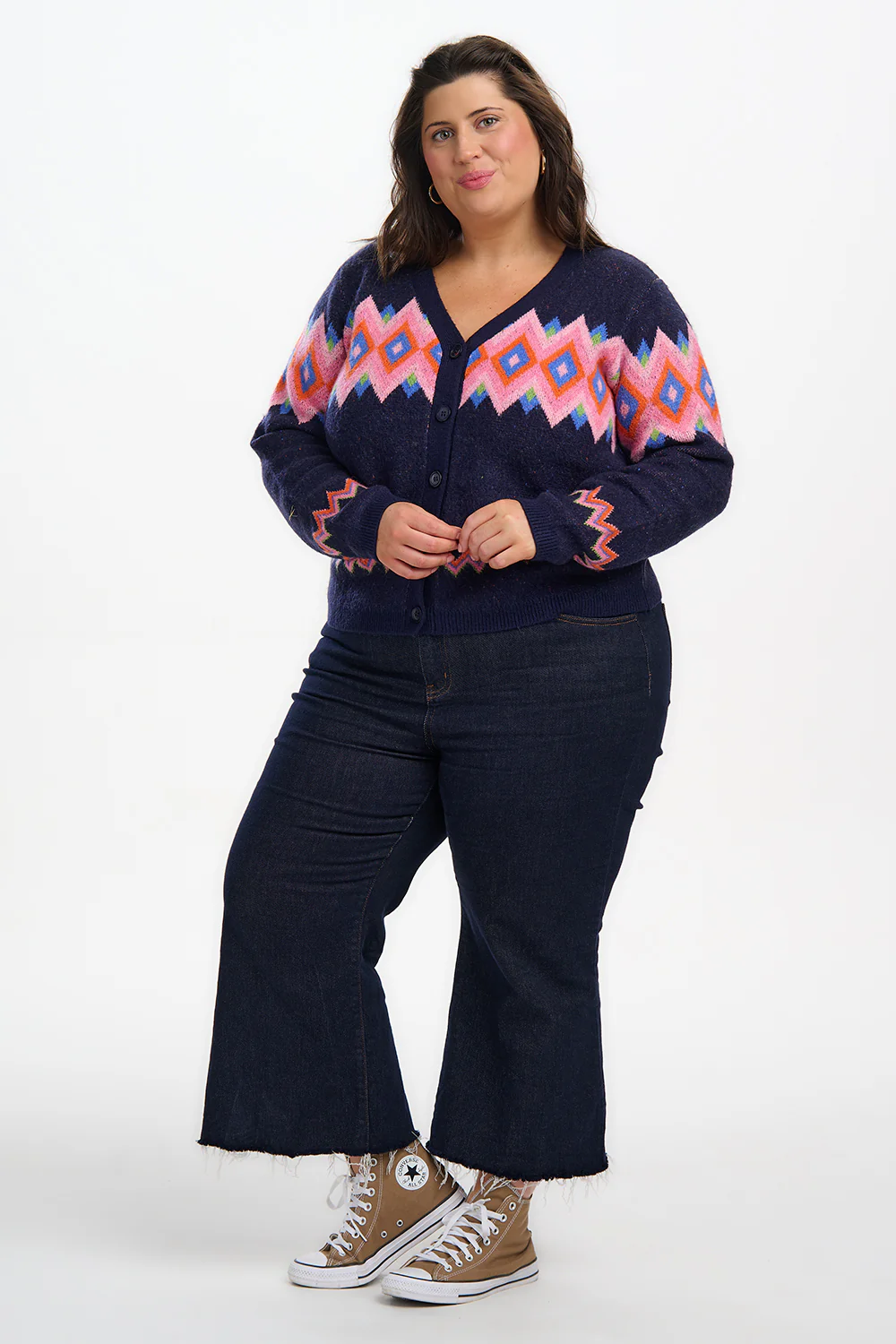 Izzy Cardigan - Navy, Diamond Fairisle - Image 3
