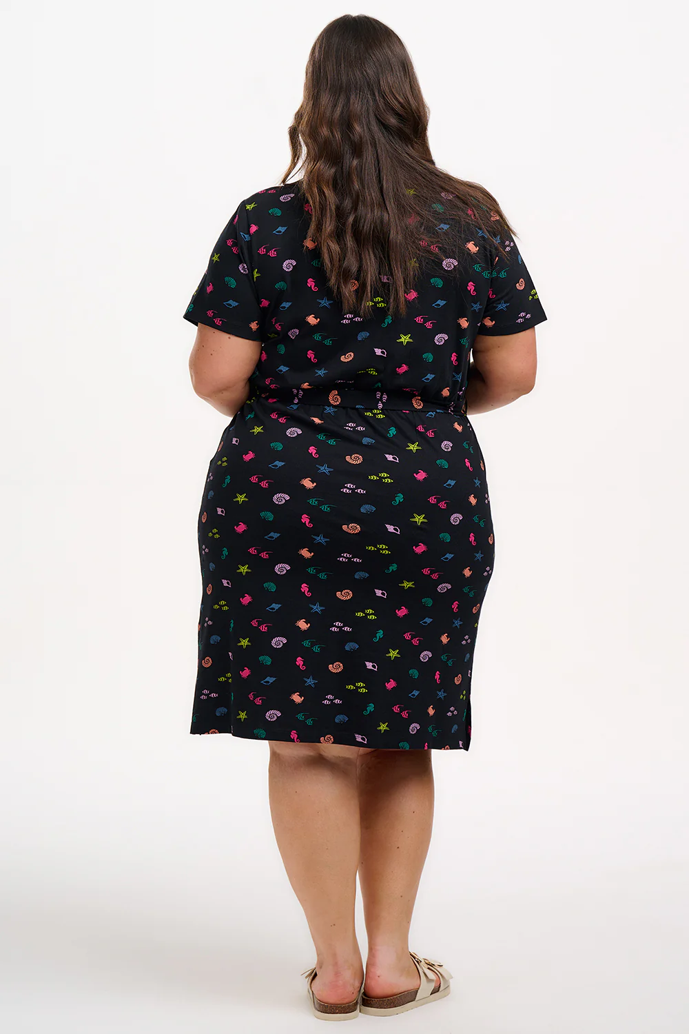 Joelle V-Neck Jersey Mini Dress - Black/Multi, Underwater Rainbow - Image 4