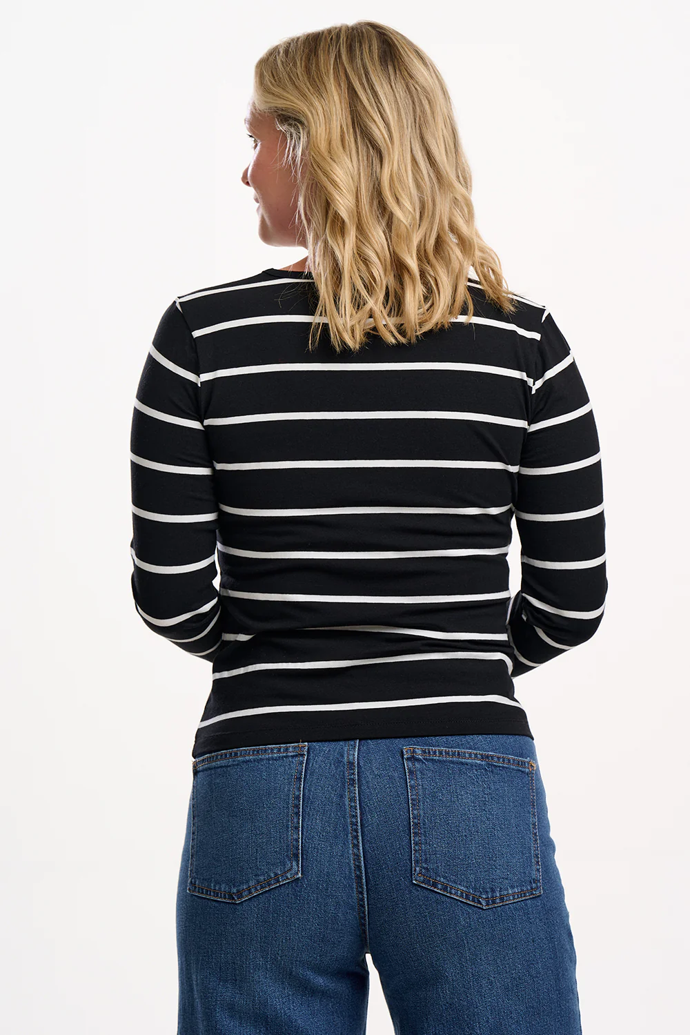 Josie Jersey Top - Black/White, Stripe Leopard - Image 4