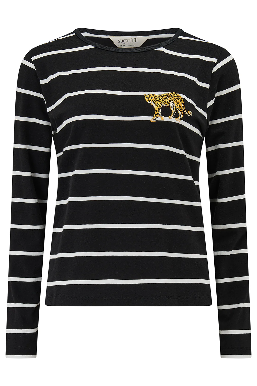 Josie Jersey Top - Black/White, Stripe Leopard - Image 6