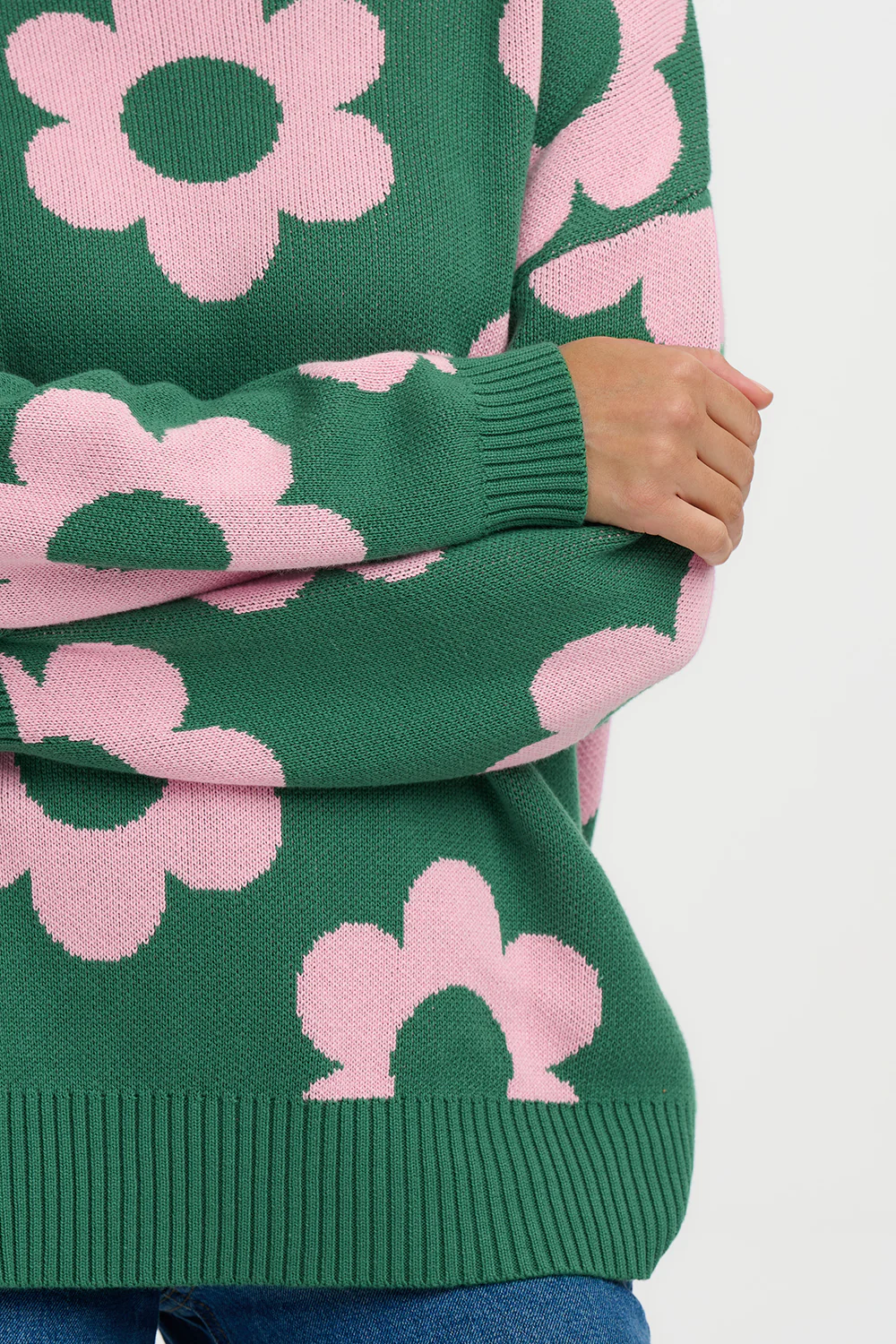 Leona Jumper - Green/Pink, Fresh Flowers - Image 3