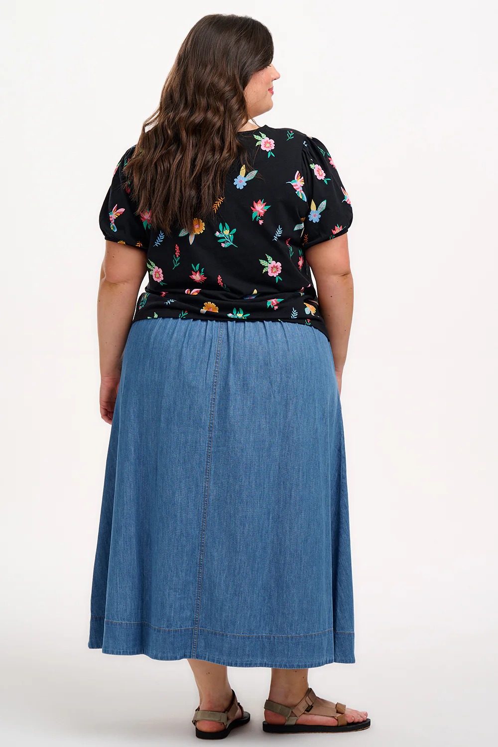 Lexley Jersey Top - Black/Multi, Hummingbird Garden - Image 5