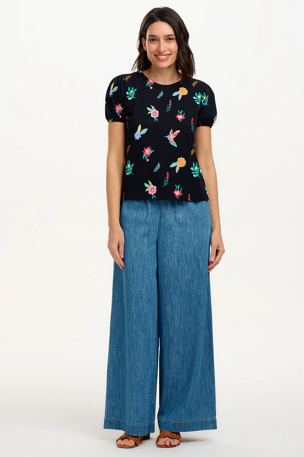 Lexley Jersey Top - Black/Multi, Hummingbird Garden - Image 6