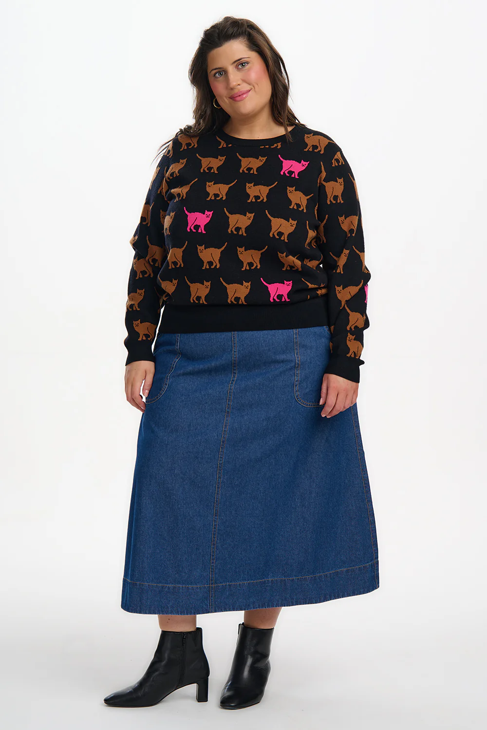 Lizzie Jumper - Black, Cat Repeat - Image 3