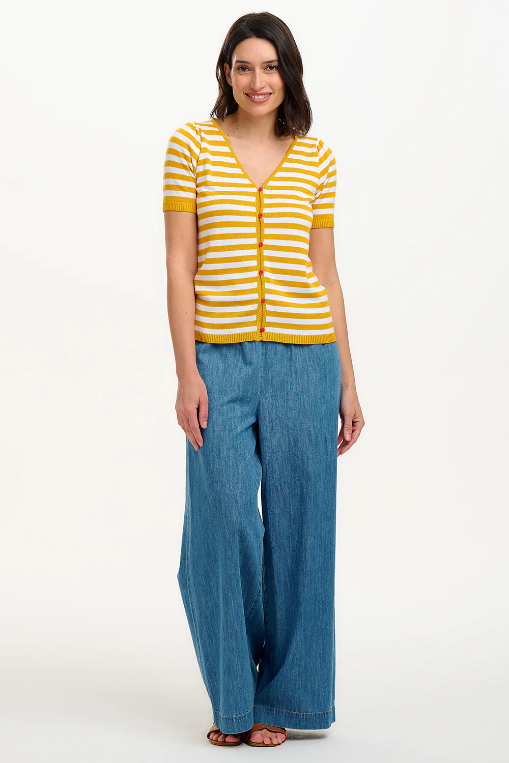 Lottie Knit Top - Yellow / Off-White, Cake Stripe - Image 3