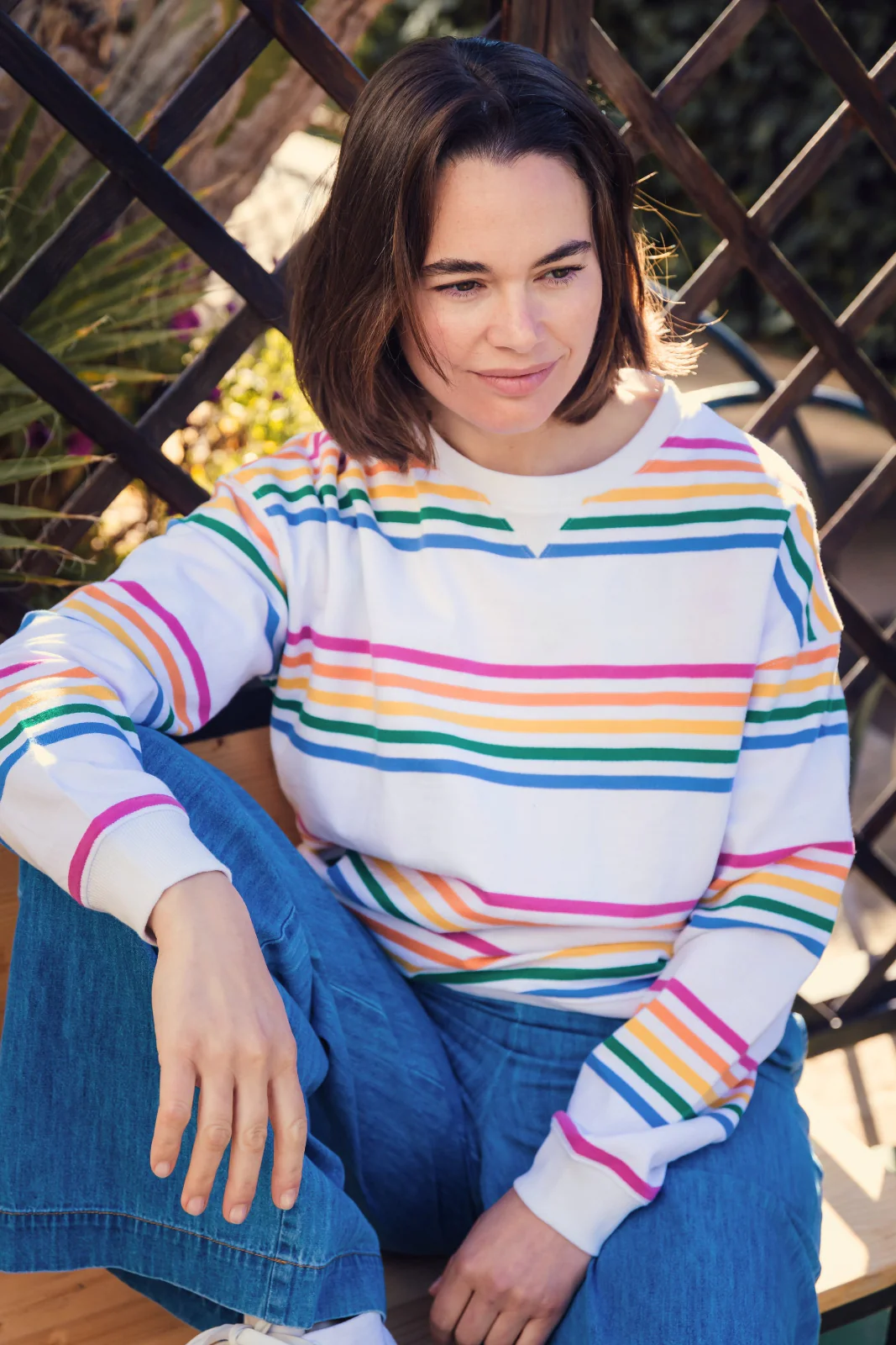 Lucia Sweatshirt - Off-White/Multi, Stripes - Image 6