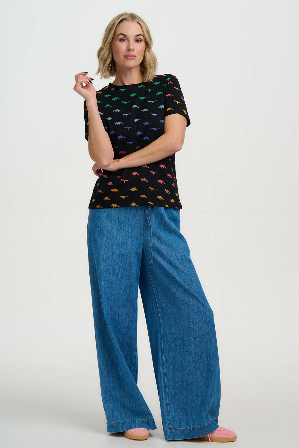Maggie T-Shirt - Black, Jurassic Jive Rainbow - Image 3