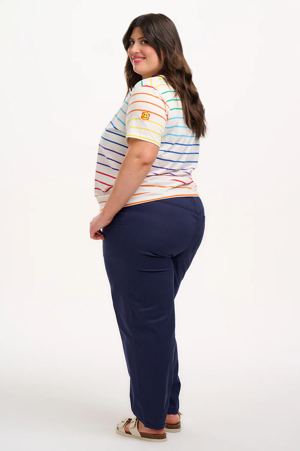 Maggie T-Shirt - Multicolour, Triple Rainbow, Flower Face - Image 6