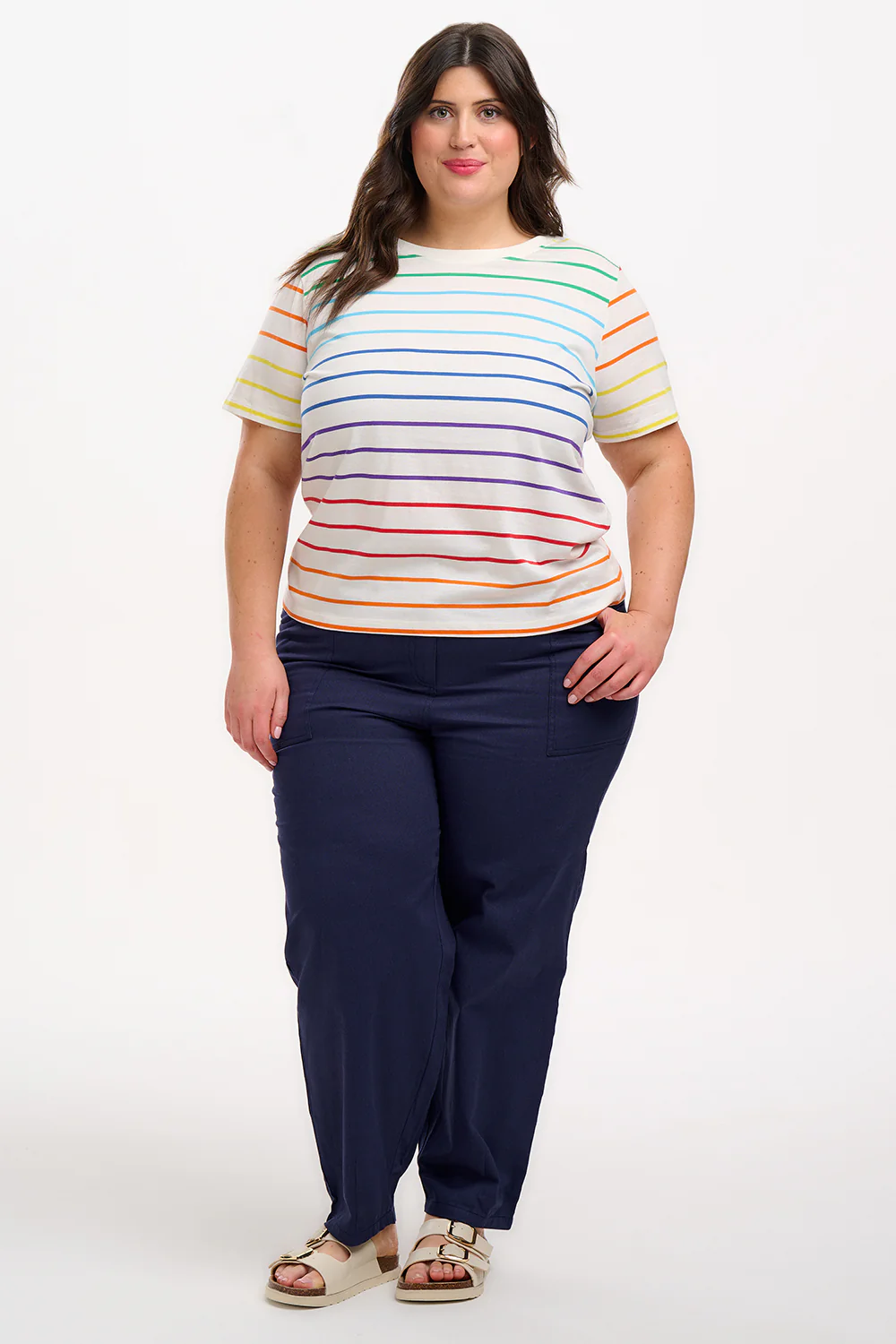 Maggie T-Shirt - Multicolour, Triple Rainbow, Flower Face - Image 7