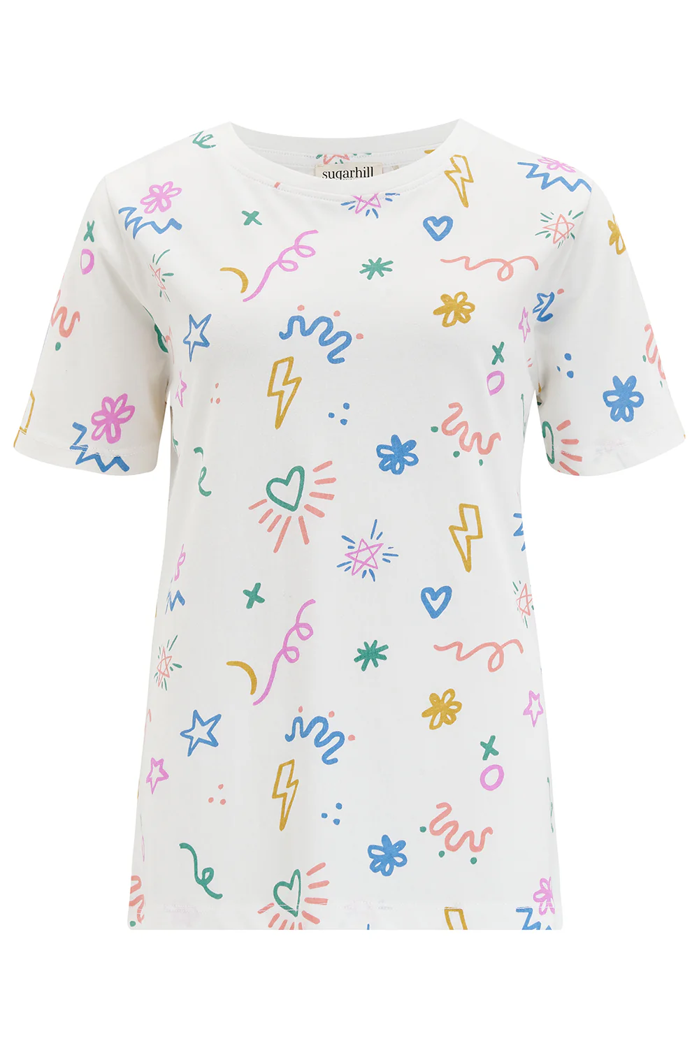Maggie T-shirt - Off-White, Doodle Print - Image 5