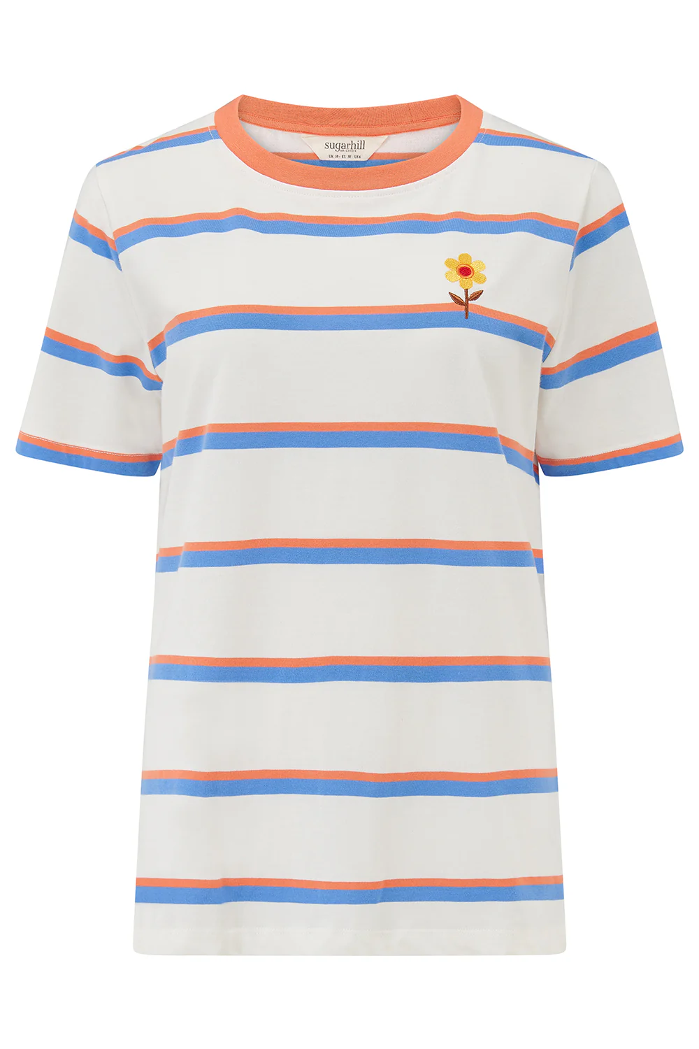 Maggie T-Shirt - Off White, Duo Vintage Stripe, Flower - Image 8