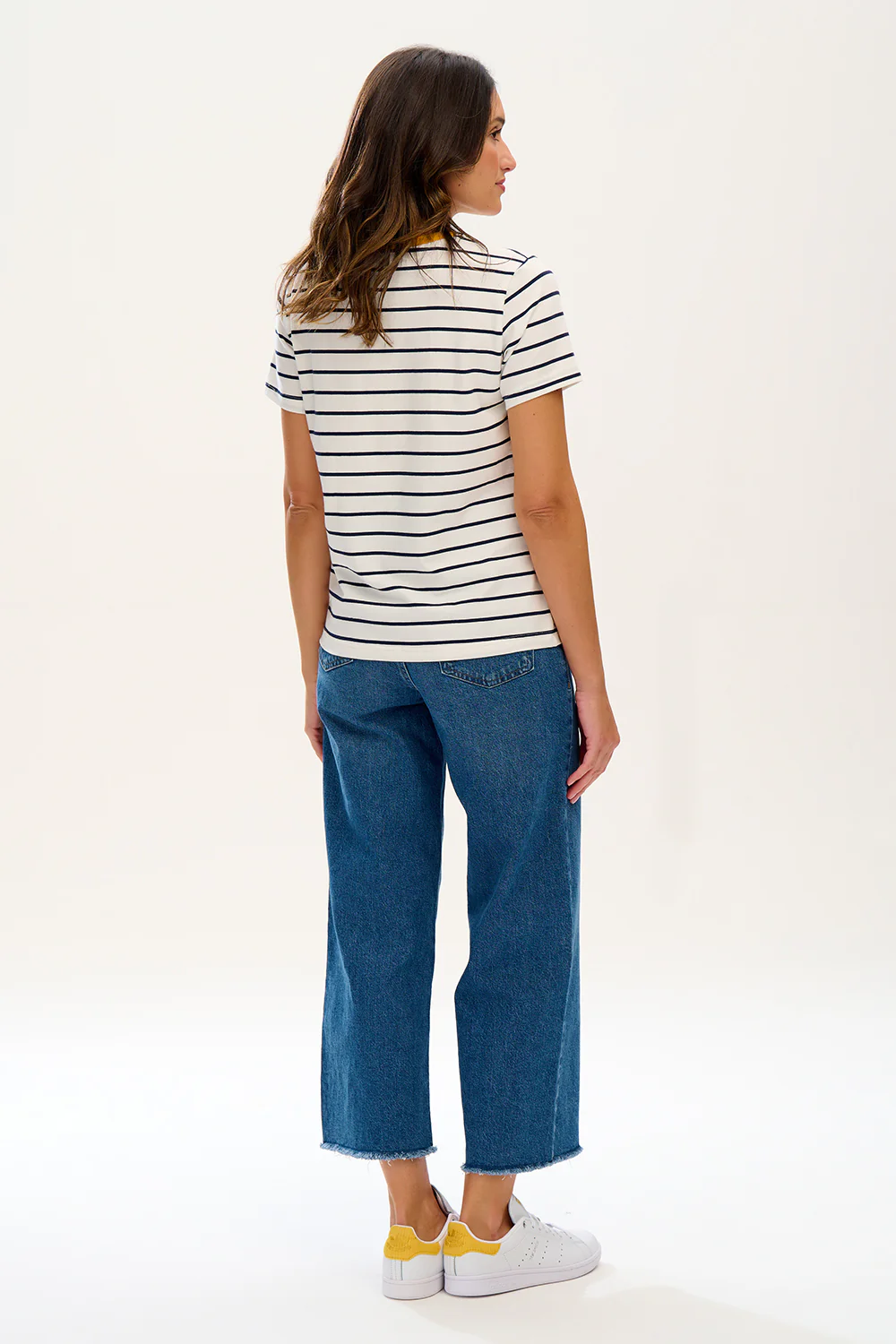 Maggie T-shirt - Off-White/Navy, Leopard Embroidery - Image 6