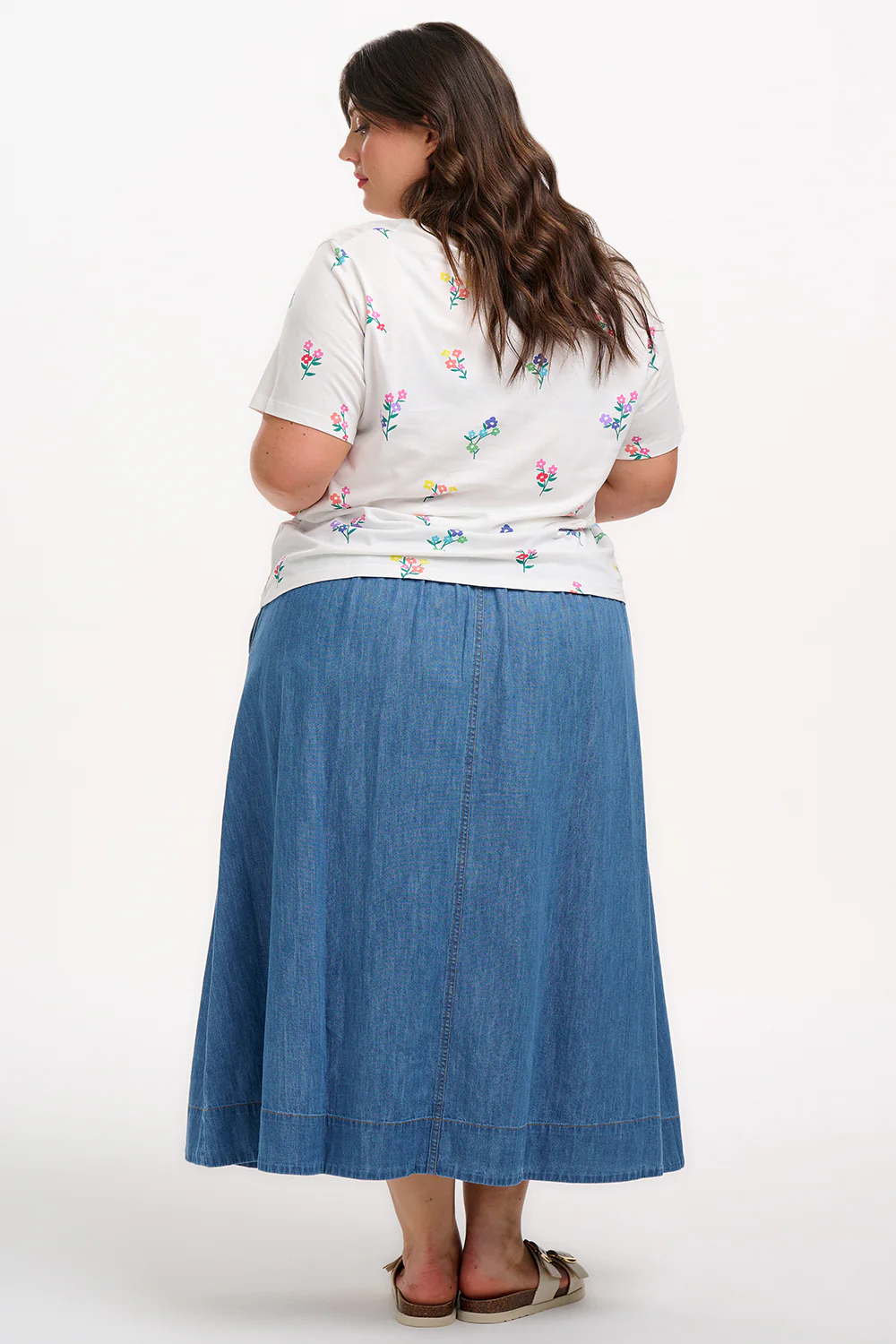 Maggie T-Shirt - Off White, Rainbow Floral Sprigs - Image 6