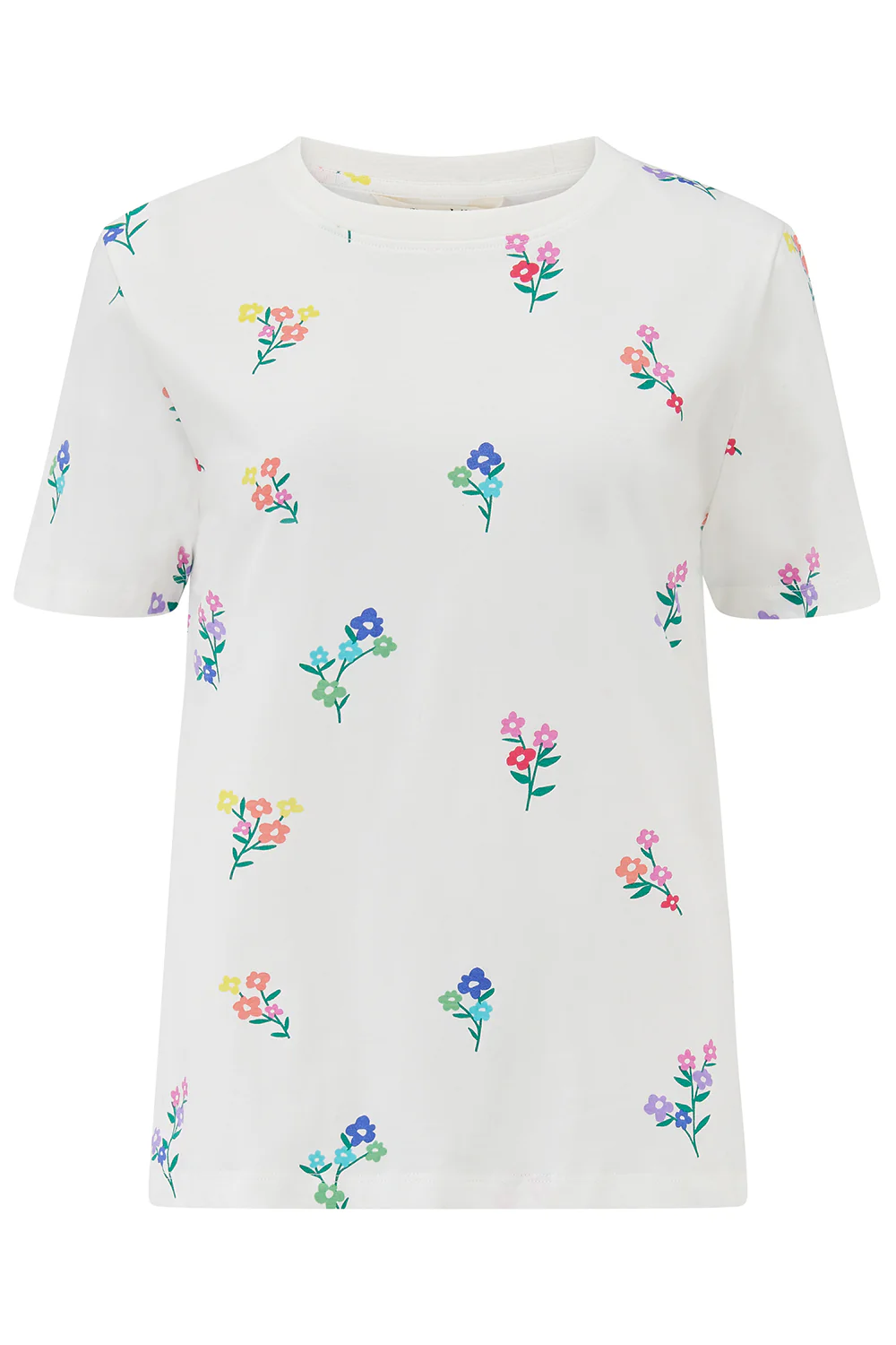 Maggie T-Shirt - Off White, Rainbow Floral Sprigs - Image 7
