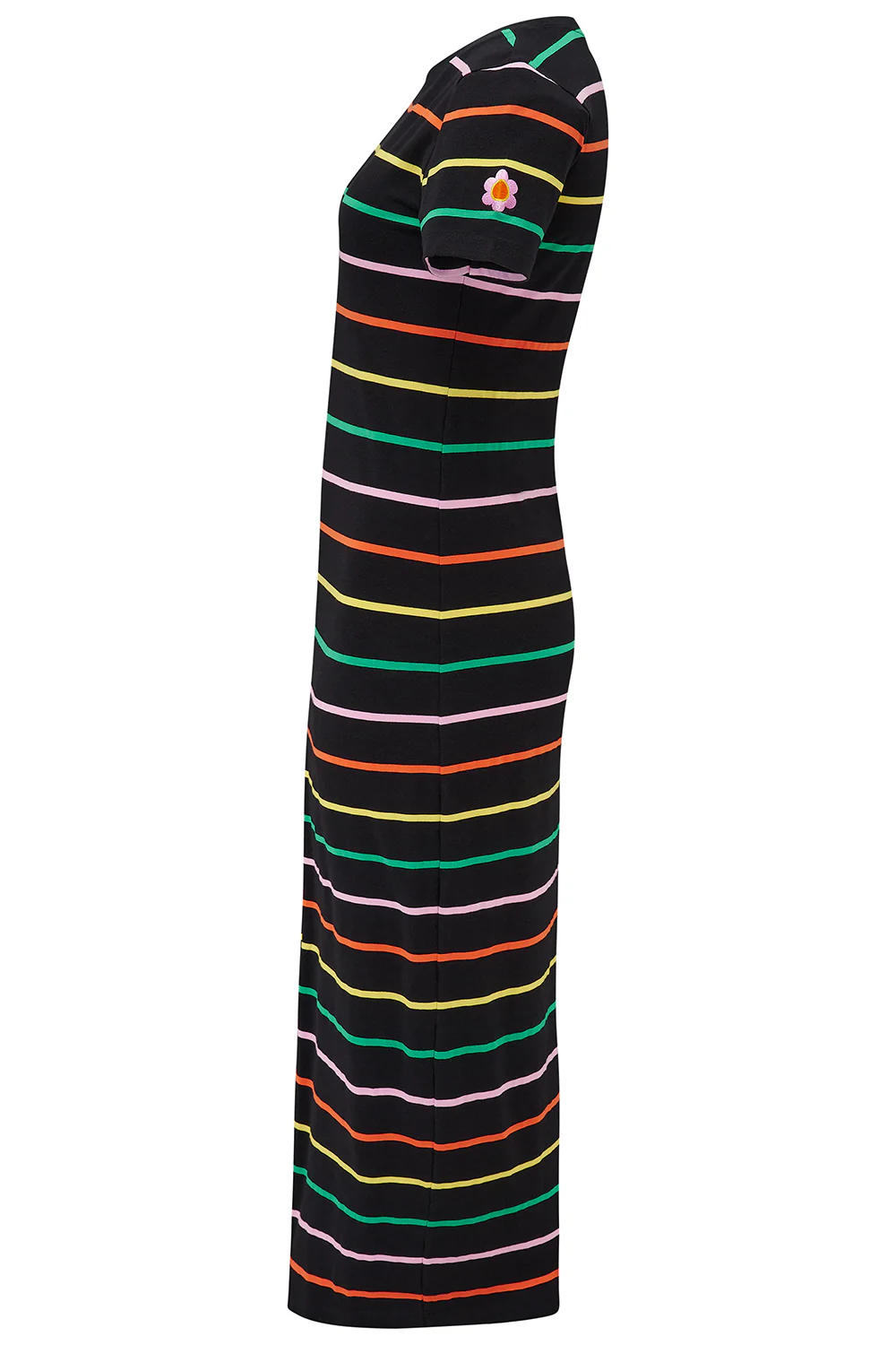 Monique Jersey Midi Dress - Black, Citrus Stripes - Image 7