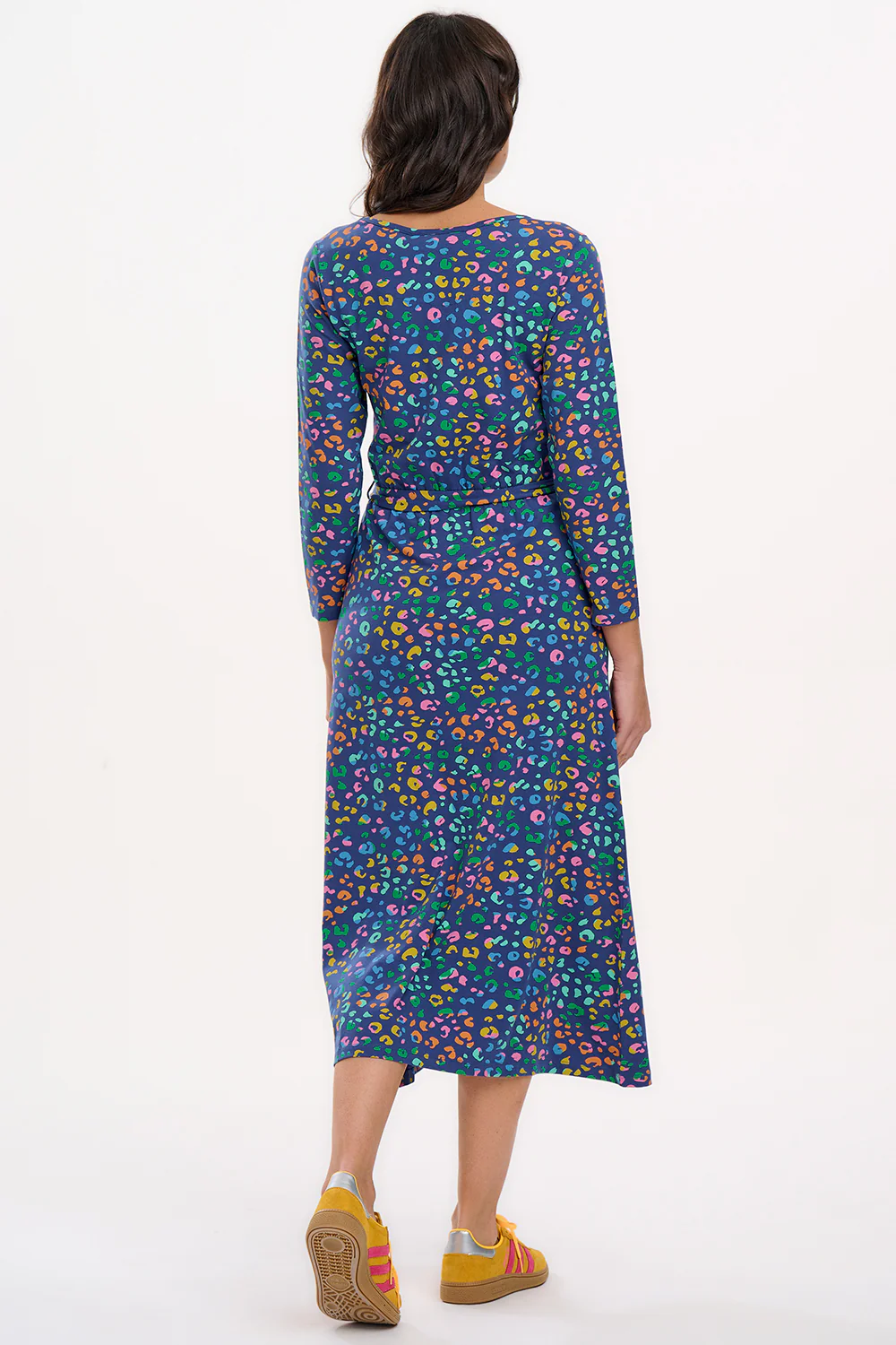 Pernella Midi Jersey Dress - Bright Navy, Mottled Leopard - Image 4