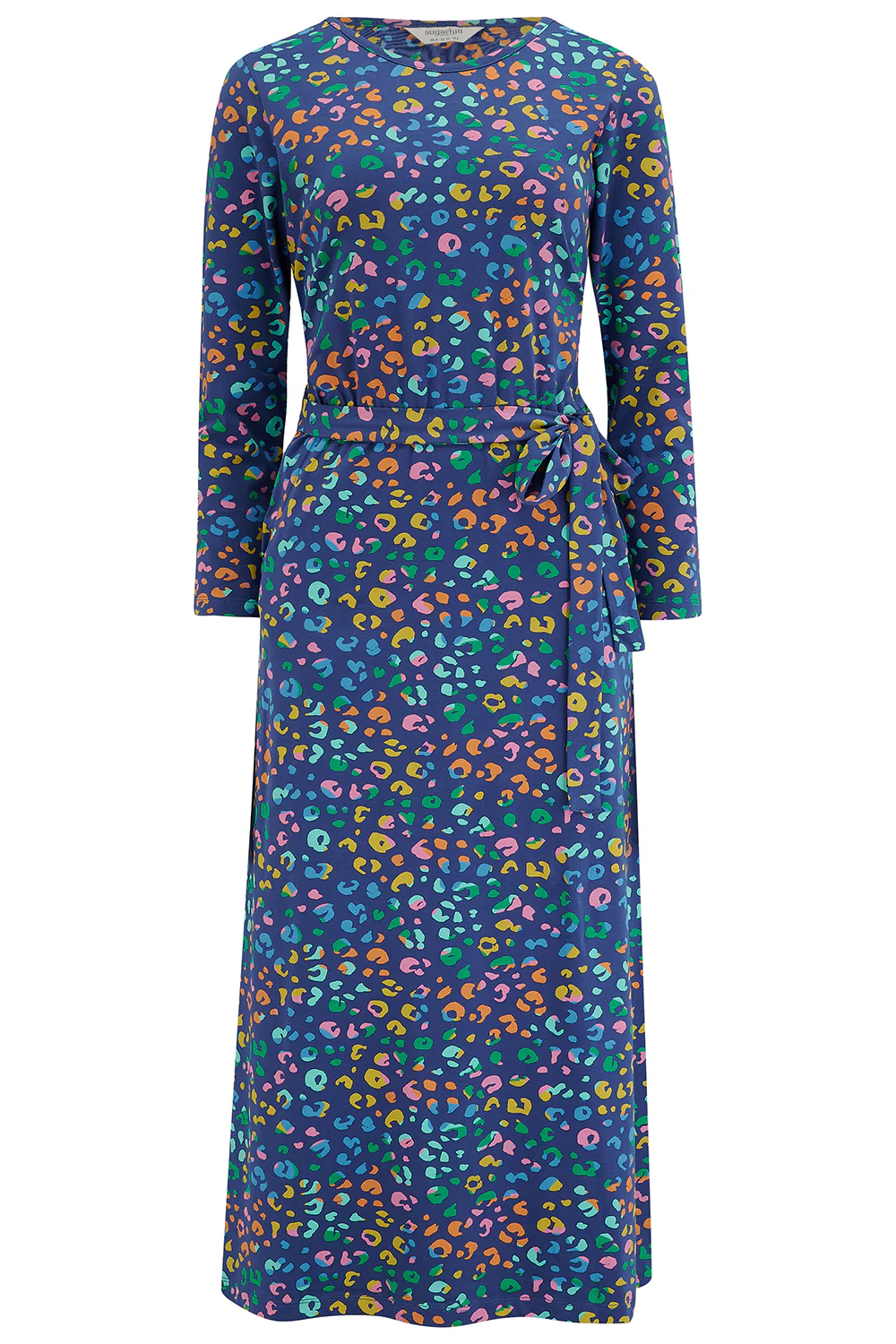 Pernella Midi Jersey Dress - Bright Navy, Mottled Leopard - Image 5