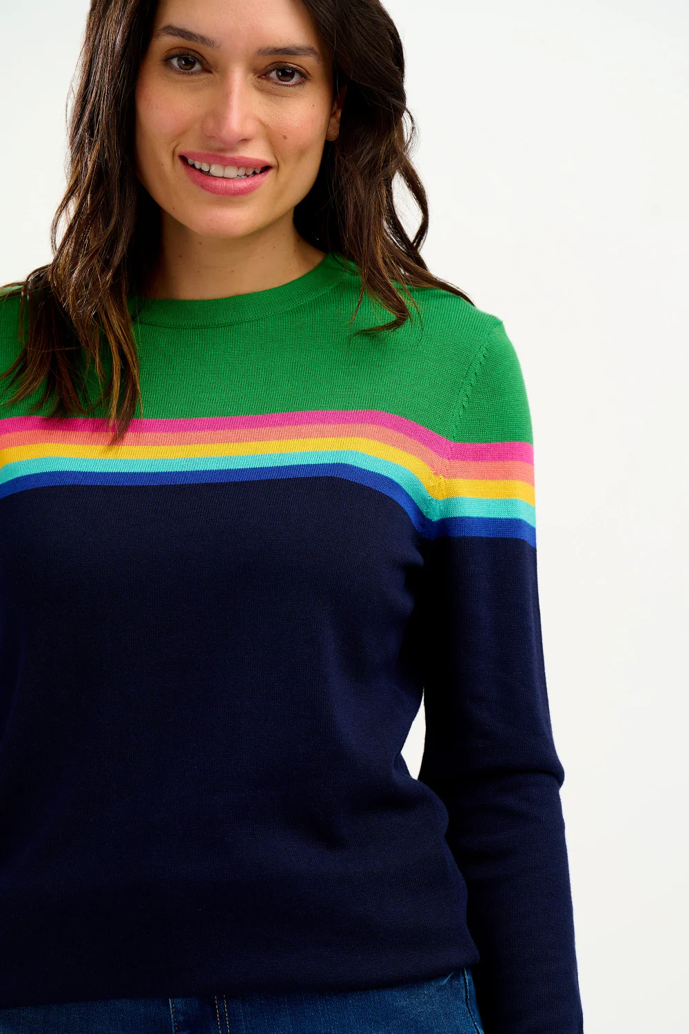 Rita Jumper - Navy/Green, Rainbow Split - Image 5