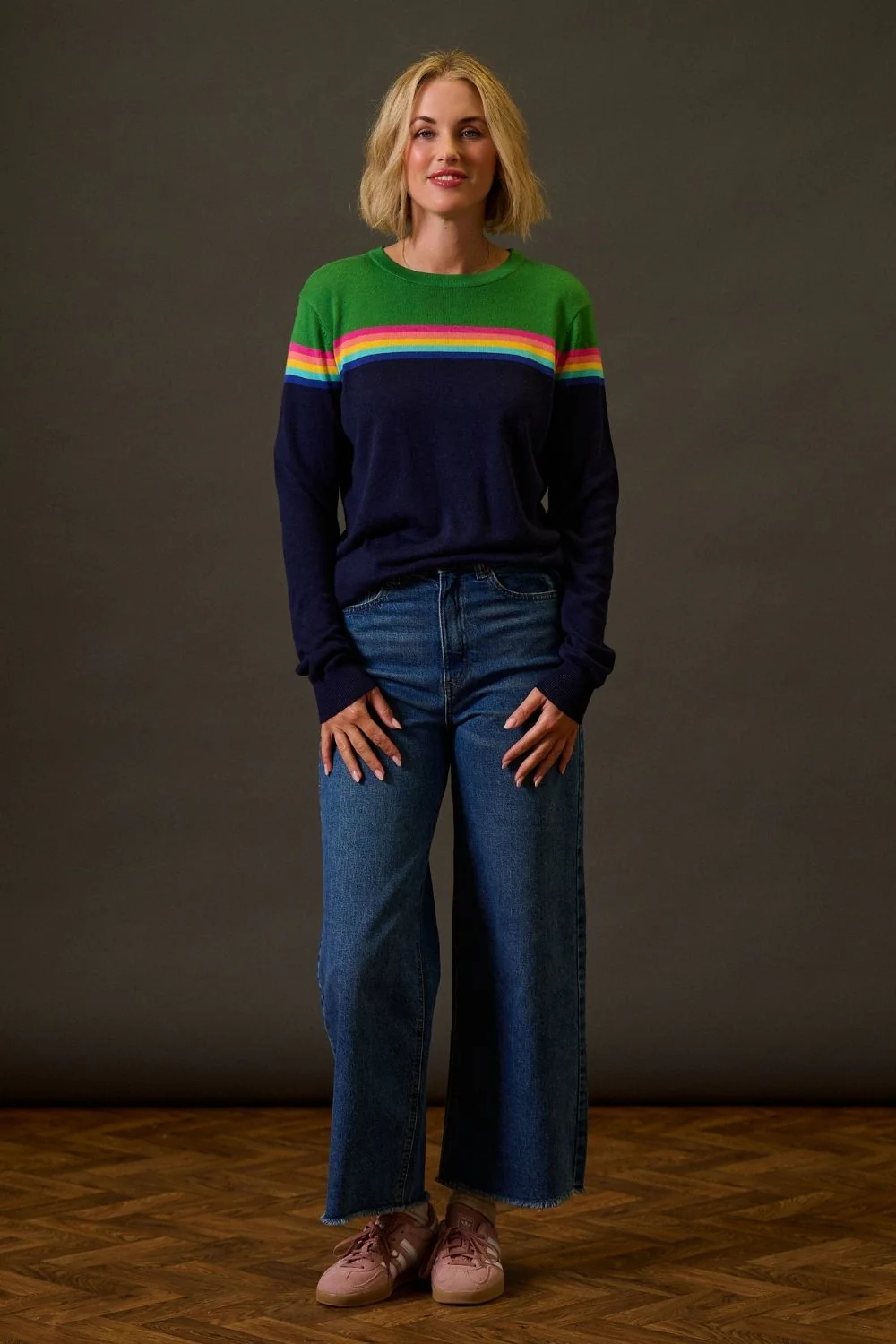 Rita Jumper - Navy/Green, Rainbow Split - Image 7