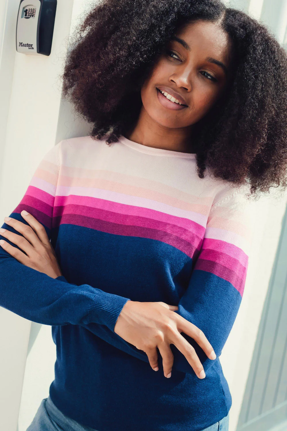 Rita Jumper - Navy, Pink Gradient Stripes - Image 5