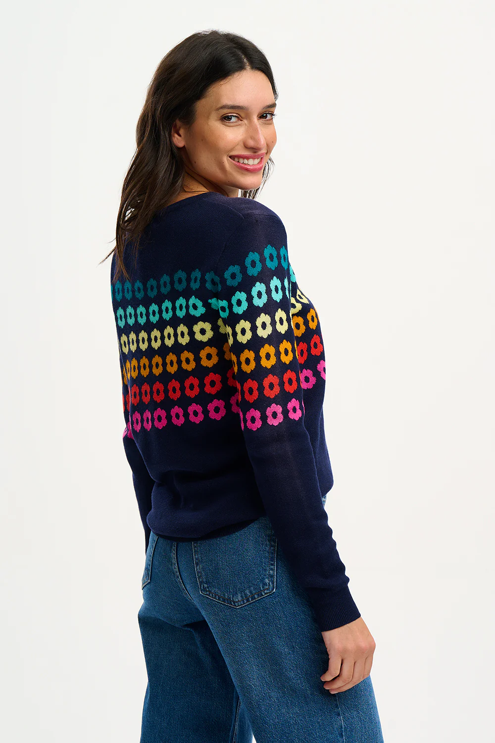 Rita Jumper - Navy, Rainbow Flowers - Image 5