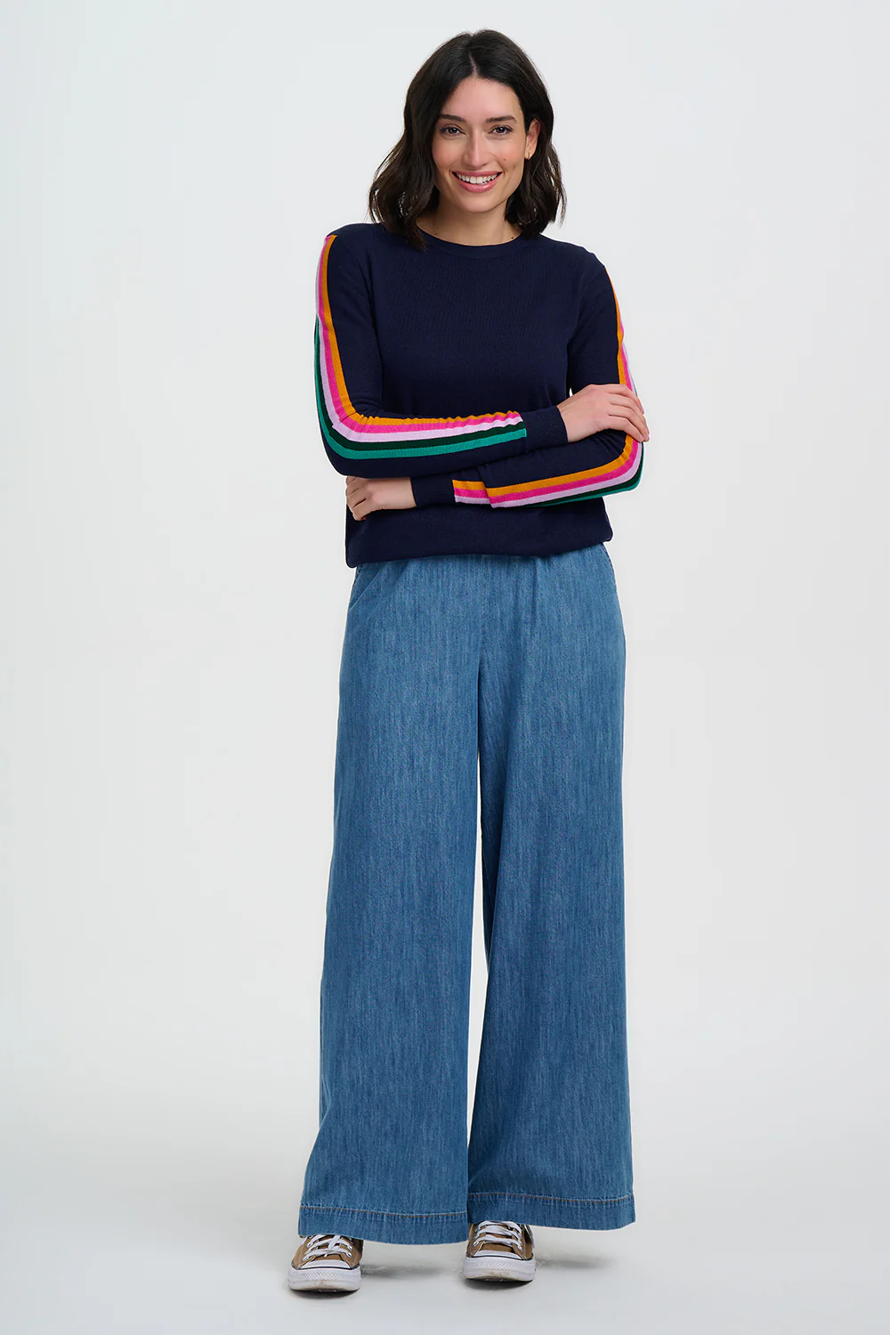 Rita Jumper - Navy, Rainbow Sports Stripe - Image 3