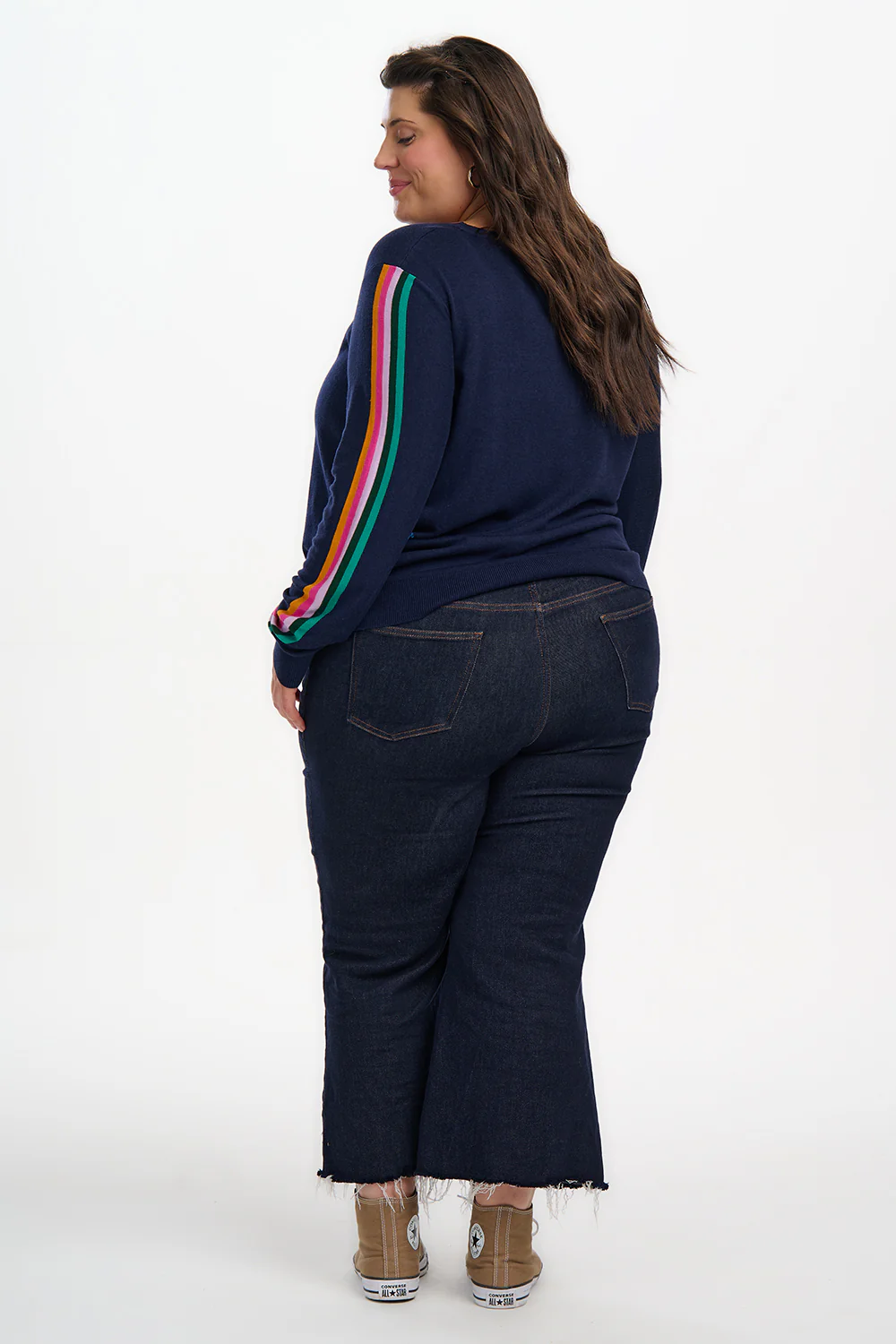 Rita Jumper - Navy, Rainbow Sports Stripe - Image 5