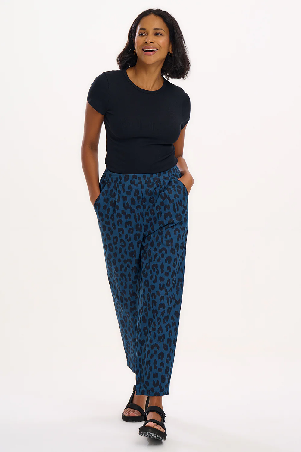 Romney Trousers - Petrol Navy, Ikat Leopard - Image 4
